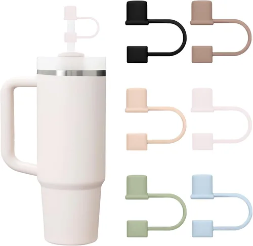 Miniatura 18 de 6 piezas de cubiertas de pajita de silicona con tapa compatible con vaso Stanley de 30-40 oz con mango, tapa de 10 mm, cubiertas de pajita a prueba
