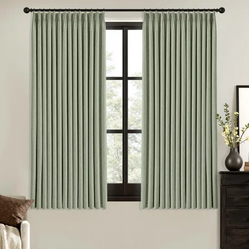 Miniatura 45 de MIULEE - Cortinas de lino beige con pliegues a presión 100% opacas para dormitorio, cortinas de ventana con memoria y bloqueo de luz para oscurecer