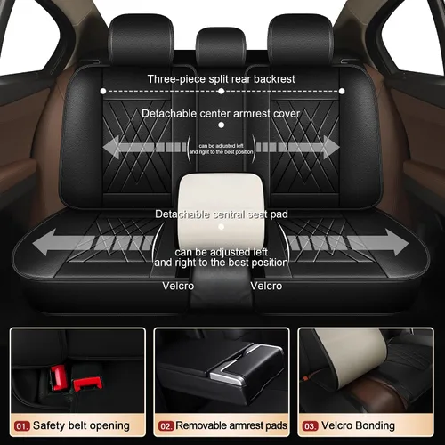 Miniatura 4 de YORKNEIC Juego de 2 fundas de asiento delantero de automóvil para Honda Accord 2003-2017, fundas de asiento de cuero sintético impermeables