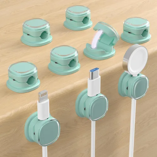 Miniatura 15 de Clips de cable magnéticos, soporte de cable ajustable, organizador adhesivo de alambre para hogar, oficina, escritorio, teléfono, PC, automóvil