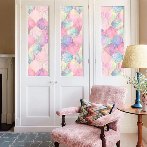 Miniatura 3 de Blooming Wall DPY40 - Papel tapiz de enrejado multicolor rosa autoadhesivo extraíble para decoración de pared