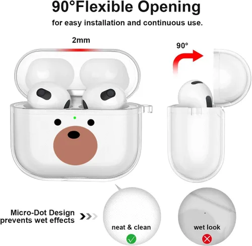Miniatura 4 de Funda para AirPods 4 2024 con mosquetón de llavero, funda transparente para AirPods 4, diseño de anime, funda suave con adornos para niños, niñas