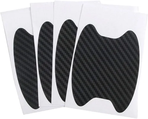 Miniatura 6 de KIMISS - 4 calcomanías antiarañazos para manija de automóvil, de fibra de carbono, universales, protectores de manijas de puerta, calcomanías