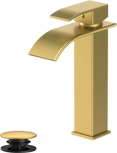 Miniatura 10 de Ryuwanku Grifo de Baño Negro Mate Moderno de Cascada para Lavabo de Baño con Mango Único Adecuado para 1 o 3 Orificios, Incluye Placa de Cubierta