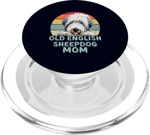 Miniatura 7 de Antiguo perro pastor inglés perro mamá retro vintage amantes de los perros PopSockets intercambiables PopGrip