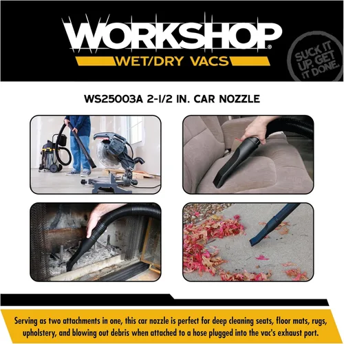 Miniatura 4 de WORKSHOP Wet/Dry Vacs Accesorios de Aspiradora de Taller WS25003A Accesorio de Boquilla para Automóvil para Aspiradoras Húmedas y Secas, Se Adapta a