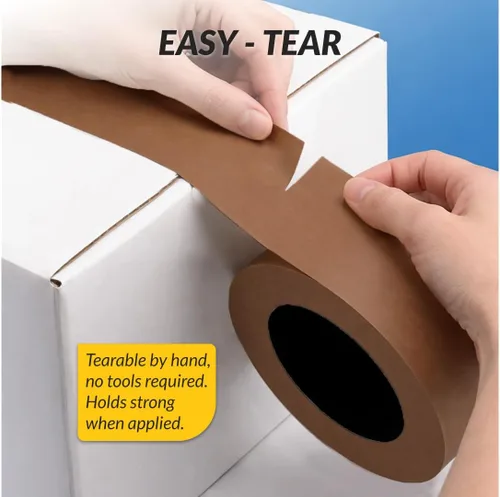 Miniatura 4 de Brixwell 2 rollos - Cinta de embalaje de papel marrón con parte trasera plana de 2 pulgadas x 60 yardas, fabricada en los Estados Unidos