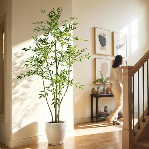 Miniatura 5 de Árbol de bambú artificial grande para interiores y exteriores, plantas realistas de seda de plástico sintético en maceta, para el hogar, sala
