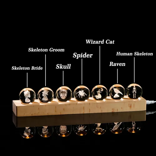 Miniatura 3 de Qianwei Bola de cristal 3D, decoración gótica de Halloween con base de lámpara LED, el mejor regalo de cumpleaños para hombres, profesores, niños