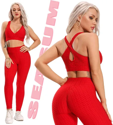 Miniatura 15 de SEASUM - Pantalones de yoga de cintura alta para mujer, con control de abdomen y realce de glúteos, leggings favorecedores para entrenar y correr