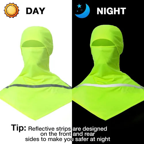 Miniatura 5 de Pasamontañas de verano de 4 piezas, protección solar, pasamontañas de cara completa con tira reflectante, refrescante, transpirable, cubre cuello