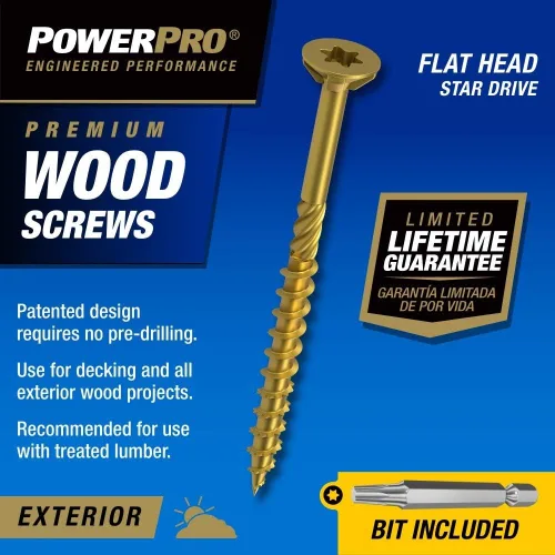 Miniatura 3 de Power Pro Tornillos de madera para exteriores de alta calidad, tornillos de cubierta multiusos #10 x 5 pulgadas para proyectos al aire libre, broca