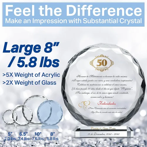 Miniatura 2 de Crystal Central Placa de regalo de 50 aniversario de boda para pareja, personalizada con el nombre de la pareja, fecha de aniversario, regalo único