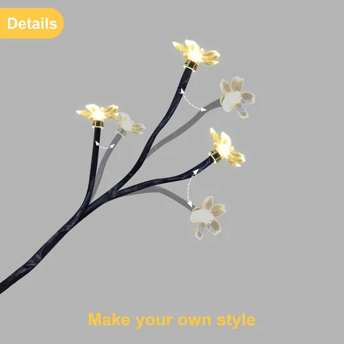 Miniatura 4 de Lámpara de árbol bonsái de 18 pulgadas con 48 LED de flor de cerezo japonés, decoración para interiores y exteriores, adaptador de fiesta de boda