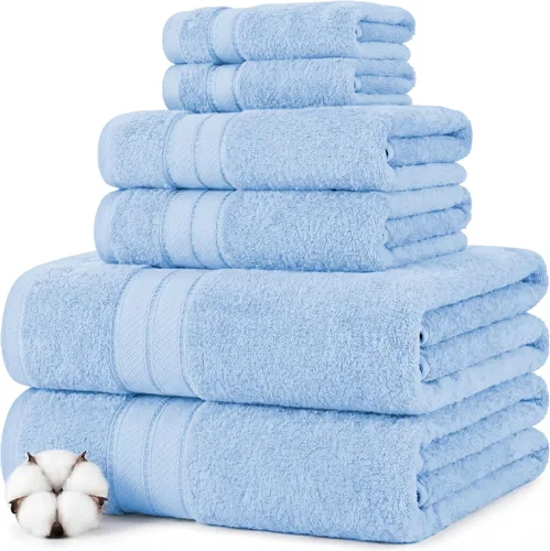 Modern Threads Spun Loft - Juego de 6 toallas de 100% algodón peinado, toallas de baño, toallas de mano y paños de baño, superabsorbentes y de