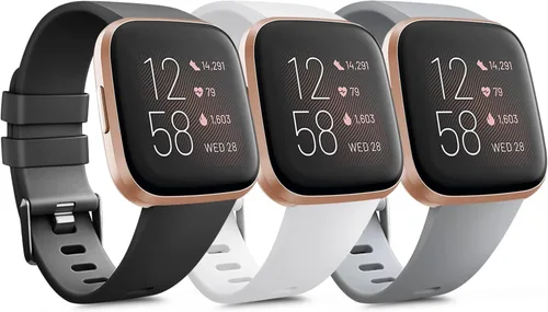 Miniatura 21 de PAQUETE DE 3 Bandas de Silicona Suave Compatibles con Fitbit Versa Bandas Deportivas Ajustables para Mujeres y Hombres Tallas Pequeña y Grande