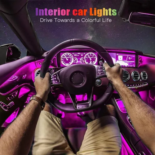 Miniatura 3 de Luces LED para coche, luces inteligentes para interior del coche con control por aplicación, luces de atmósfera para coche, luces LED interiores