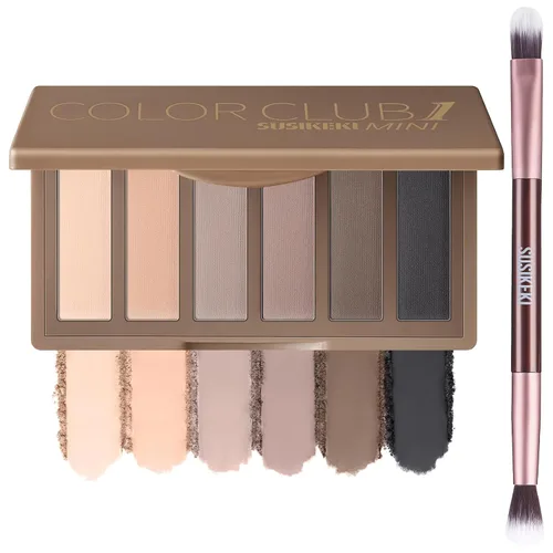 Miniatura 11 de SUSIKEKI 6 Colores Mini Paleta de Sombras de Ojos Rosa Neutro Nude Shimmer y Mate con Espejo Altamente Pigmentada de Larga Duración Impermeable 02