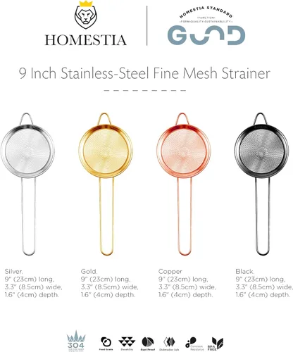Miniatura 9 de Homestia - Colador de acero inoxidable de malla fina para colar té, colador de té de 3 pulgadas. Plateado