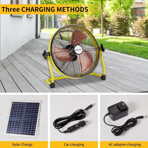 Miniatura 2 de lcocove Ventilador Solar, Ventilador Operado por Batería para Exteriores Puede Funcionar de 5 a 24 Horas, Ventiladores Solares para Cobertizo, Casa