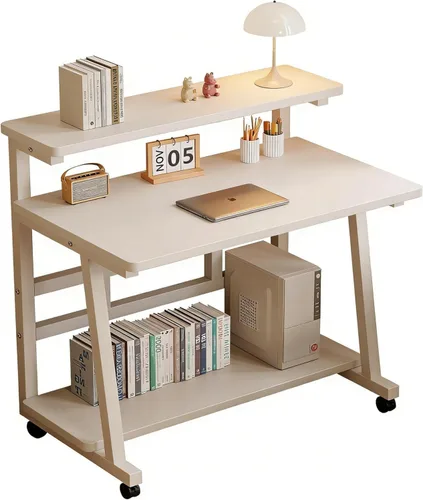 Miniatura 11 de Escritorio de oficina para el hogar de 31.5 pulgadas para espacios reducidos, escritorio rodante para computadora con ruedas, mesa de estudio