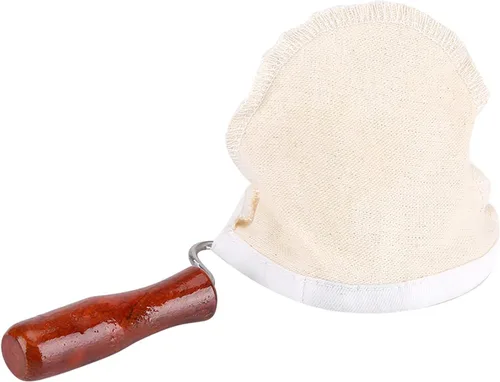 Filtro de café, hecho a mano, reutilizable, de franela, lavable, de tela de franela, filtro de café con mango de madera, verter sobre gotero de café