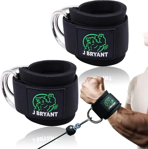 Miniatura 10 de Muñequeras para entrenamientos de máquina de cable, correas acolchadas con anillos en D reforzados para entrenamiento de fuerza, sistemas de polea