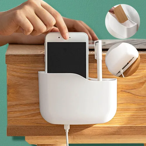 Miniatura 4 de Soporte de pared para control remoto, 4 unidades, soporte para bolígrafo para pared, sin agujeros, autoadhesivo, caja organizadora de almacenamiento
