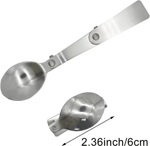 Miniatura 5 de Juego de 6 cucharas plegables y tenedores, 18/10 (304) de acero inoxidable portátil, utensilios de camping para termos actividades al aire libre