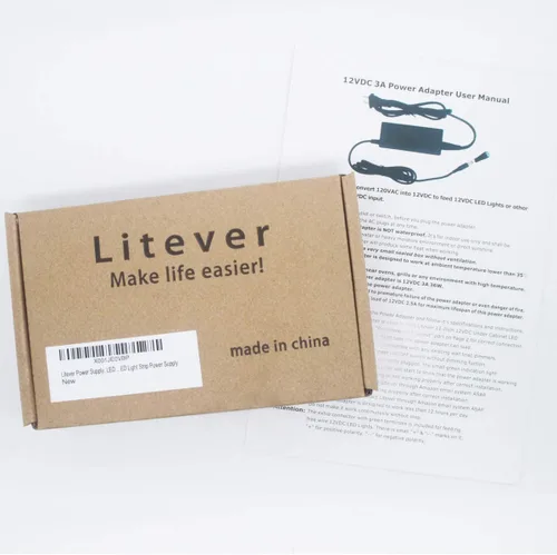 Miniatura 6 de Litever Fuente de alimentación, transformador LED, 12 V CC 3 amperios, 110 VCA a 12 V CC, salida máxima 3A, 36 W. Enchufe de entrada estándar de 110