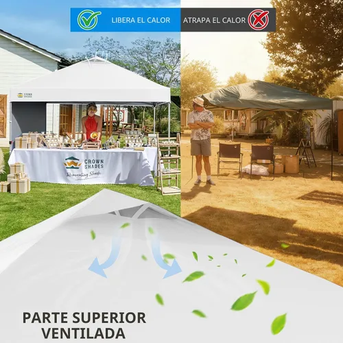 Miniatura 6 de CROWN SHADES - Toldo desplegable de 12 x 12 pulgadas con tela recubierta de color plata 150D, incluye 1 pared lateral extraíble, 4 cuerdas, 8