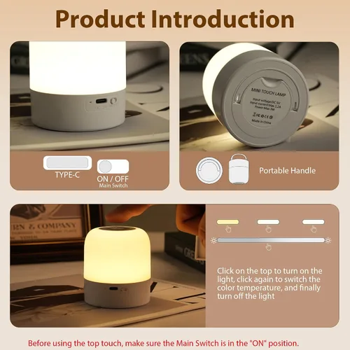 Miniatura 3 de Luz nocturna portátil para bebé, luz de huevo de 3 colores para guardería, luz nocturna recargable para niños, pequeña lámpara inalámbrica de mesa
