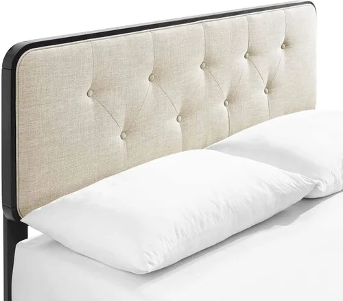 Miniatura 7 de Modway MOD-6643-BLK-BEI Bridgette - Cama de plataforma de madera con marco angular, color negro y beige