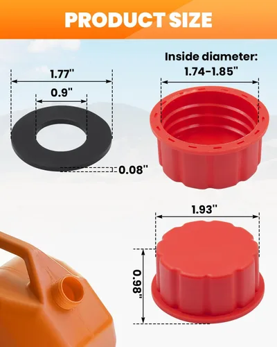 Miniatura 2 de 4 tapas para latas de gasolina, tapa de gas de rosca gruesa de 5 galones para gasolina, tapa de tanque de gas de plástico y metal, cubierta portátil