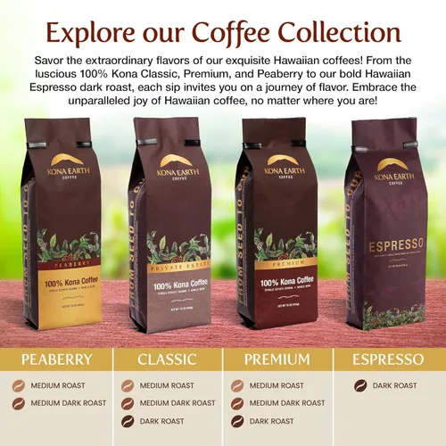 Miniatura 8 de KONA EARTH 100% Café Premium Kona, Tostado Medio Oscuro, Grano Entero (227 gramos) Café auténtico de la granja directa de la Isla Grande de Hawái