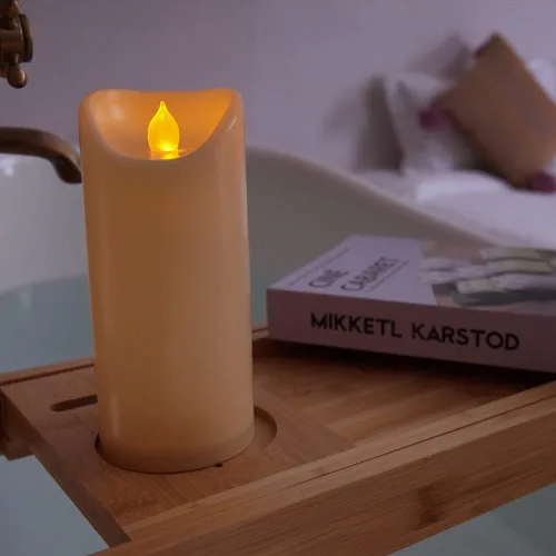 Miniatura 4 de Homemory Velas sin llama impermeables para exteriores de 3 x 7 pulgadas con temporizadores y control remoto, velas que funcionan con pilas, velas