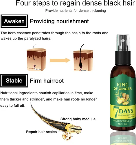 Miniatura 7 de Shouga Kingu Aceite de jengibre para el crecimiento del cabello, aceite germinal de 7 días, control de caída del cabello, tratamiento para cabello