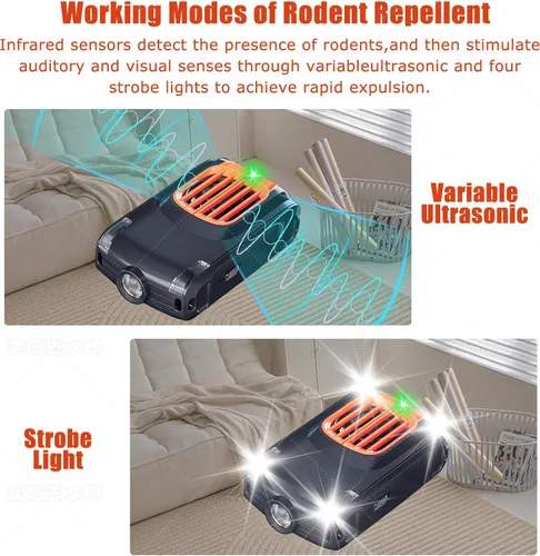 Miniatura 4 de Repelente ultrasónico eficaz de roedores para motores de automóvil debajo del capó, para casa, garaje, cocina, ático, paquete de 2