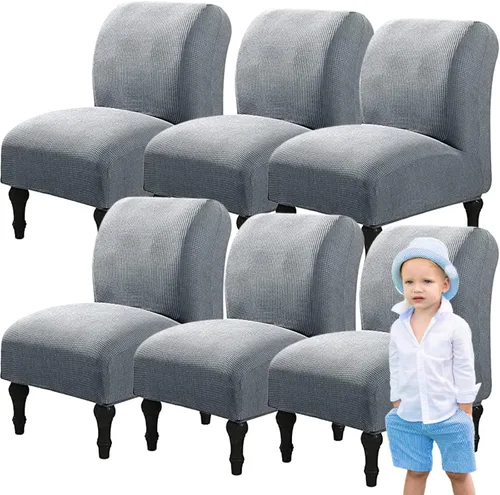 Miniatura 84 de Fundas elásticas para silla sin brazos, extraíbles y lavables, de elastano jacquard sin reposabrazos, protector de muebles para sala de estar, Verde