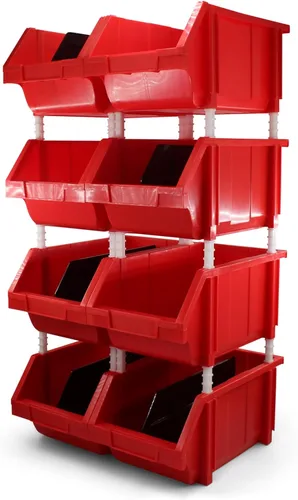 Miniatura 12 de Paquete de 2 cubos de almacenamiento apilables, organizador de polipropileno resistente de 8.4 x 11 x 6.9 pulgadas, diseño colgante y de conexión