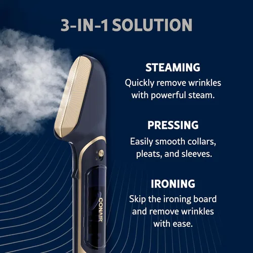 Miniatura 2 de Conair SteamStylist 3-en-1 Vaporizador, Prensa y Plancha de Vapor para Ropa, Con Quitapelusas, Tanque de Agua Extra y Bolsa de Almacenamiento, Para