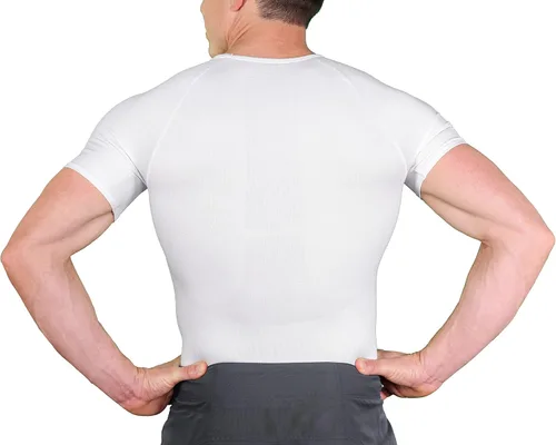 Miniatura 4 de Esteem Apparel Camiseta de compresión para hombre, adelgazante, para el pecho, chaleco para abdominales