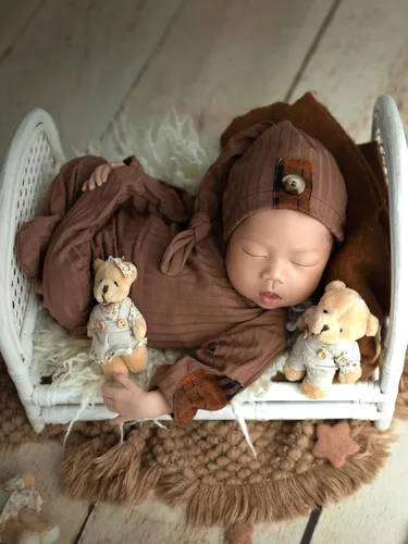 Miniatura 2 de Moda recién nacido niños niñas bebé sesión de fotos accesorios trajes ganchillo ropa sombrero de cola larga pantalones accesorios de fotografía