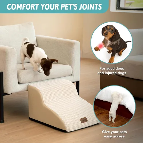 Miniatura 3 de COZY KISS Escaleras para perros pequeños de 11.8 pulgadas de alto, escalón curvado para cachorros, gatos mayores, rampa mediana para mascotas