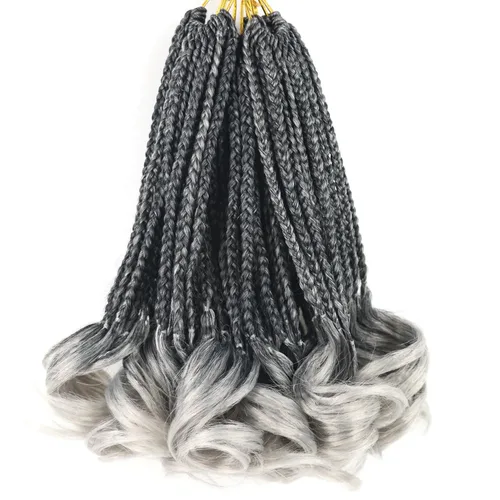 Miniatura 26 de Trenzas de ganchillo rizado francés T33, cabello pre-anillado 10 pulgadas, trenzas cortas rizadas francesas con extremos rizados, trenzas box