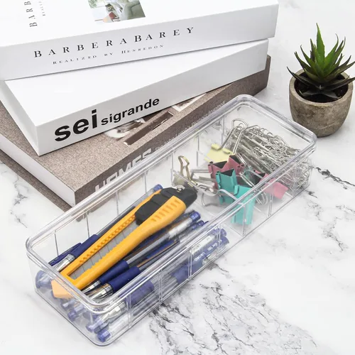 Miniatura 6 de Caja organizadora de cables, caja de almacenamiento de plástico, caja organizadora de cables de alimentación con 10 lazos de goma para oficina