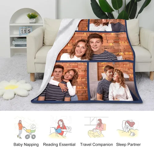 Miniatura 4 de Manta personalizada con imagen, manta personalizada para parejas, manta de fotos para sofá, familia, Navidad, Halloween, cumpleaños, boda, regalos 5