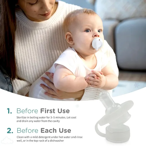 Miniatura 5 de Nippii Chupete congelable para aliviar la dentición del bebé, mordedor seguro para bebés con efecto refrescante, fácil de limpiar, silicona suave