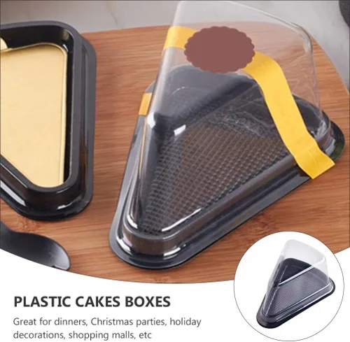 Miniatura 2 de SOLUSTRE 40 recipientes de plástico transparente para tartas, tiramisú, mousse, postre, triángulo, 40