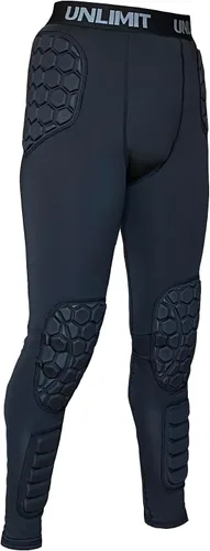 Unlimit Pantalones de portero de fútbol - Pantalones de portero acolchados con rodilleras, caderas y espinilleras